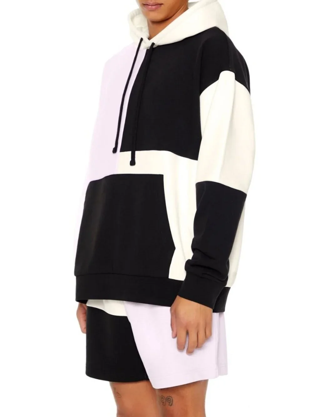 Forever 21 Mens Color Block Hoodie Purple Size L Streetwear Spring Athleisure